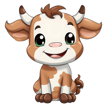 Cute baby cow clipart on transparent background png