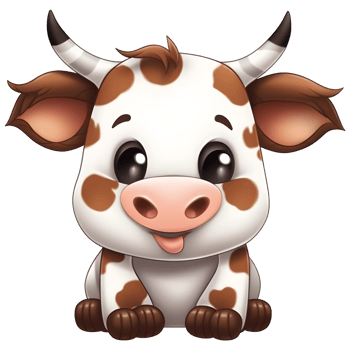 Cute baby cow clipart on transparent background png
