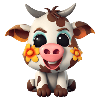 Cute baby cow clipart on transparent background png