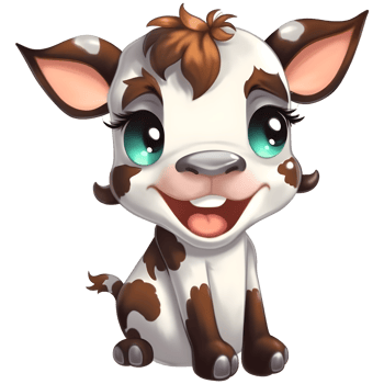 Cute baby cow clipart on transparent background png