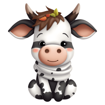 Cute baby cow clipart on transparent background png