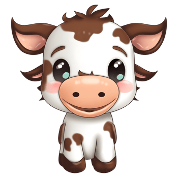 Cute baby cow clipart on transparent background png