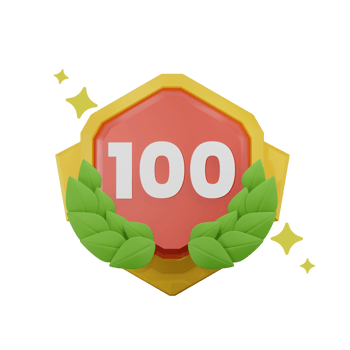 Level 100 Achievement Badges 3D Illustration png