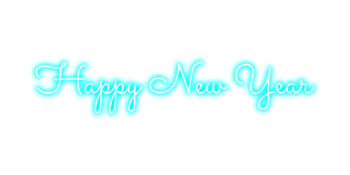 Blue design happy new year neon text effect png
