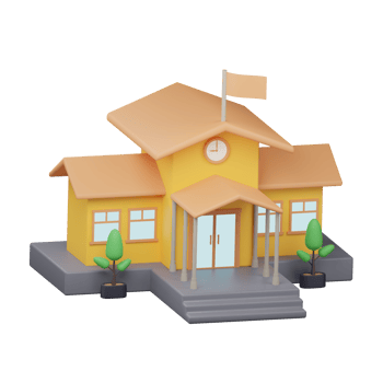 School Building 1 Left Angle 3D Illustration png