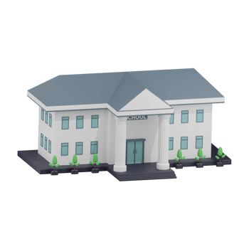 School Building 8 Left Angle 3D Illustration png