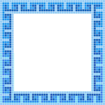 Blue tile frame, Mosaic tile frame, Tile frame, Seamless pattern, Mosaic frame seamless pattern, Mosaic tiles texture or background. Bathroom wall tiles, swimming pool tiles with beautiful pattern. vector