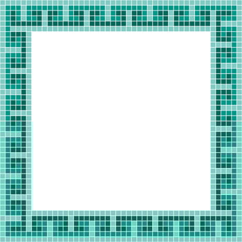 Green tile frame, Mosaic tile frame, Tile frame, Seamless pattern, Mosaic frame seamless pattern, Mosaic tiles texture or background. Bathroom wall tiles, swimming pool tiles with beautiful pattern. vector