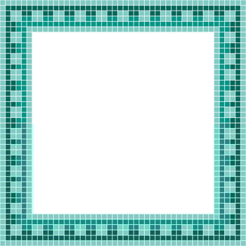 Green tile frame, Mosaic tile frame, Tile frame, Seamless pattern, Mosaic frame seamless pattern, Mosaic tiles texture or background. Bathroom wall tiles, swimming pool tiles with beautiful pattern. vector