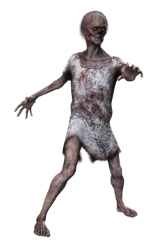 Zombie on transparent background, 3d render png