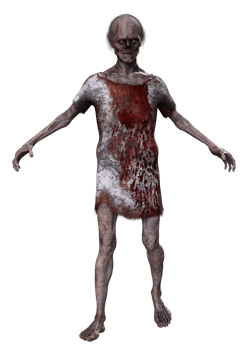 Zombie on transparent background, 3d render png
