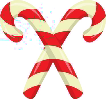 Illustration of Christmas sweets. Striped lollipops on a stick criss cross. vector