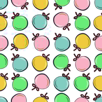 Seamless festive pattern with bright Christmas balls on the Christmas tree. vector