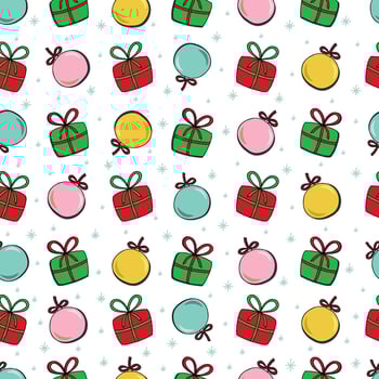 New Year's pattern with gifts and balls for the Christmas tree vector