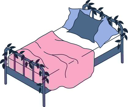 Isometric bed. Cute furniture. Vector. vector