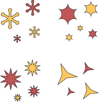 Retro Shiny Stars.  starburst and retro futuristic graphic ornaments for decoration. vector