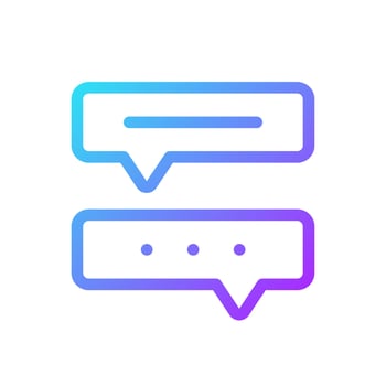 Communication with chat bot pixel perfect gradient linear ui icon. Automated communication. Line color user interface symbol. Modern style pictogram. Vector isolated outline illustration
