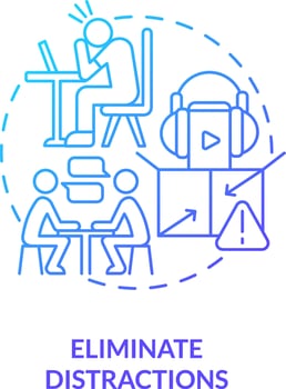 Eliminate distractions blue gradient concept icon. Developing opportunities for communication abstract idea thin line illustration. Isolated outline drawing vector