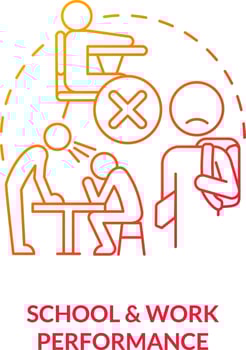 School and work performance red gradient concept icon. Family conflict. Parent teen conflict area abstract idea thin line illustration. Isolated outline drawing vector