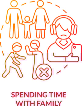 Spending time with family red gradient concept icon. Relationship. Parent teen conflict area abstract idea thin line illustration. Isolated outline drawing vector