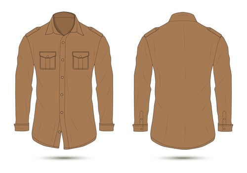 vector illustration of brown formal shirt front and back view