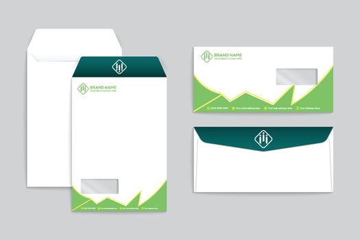 Corporate   green color envelope design vector