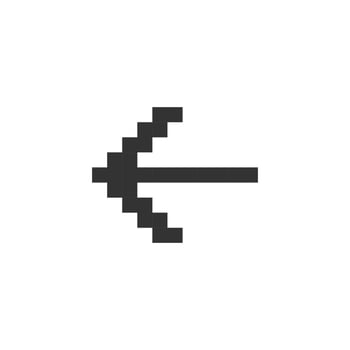 Leftwards arrow pixelated ui icon. Pressing left. Setting menu. Selection mode. Editable 8bit graphic element. Outline isolated vector user interface image for web, mobile app. Retro style