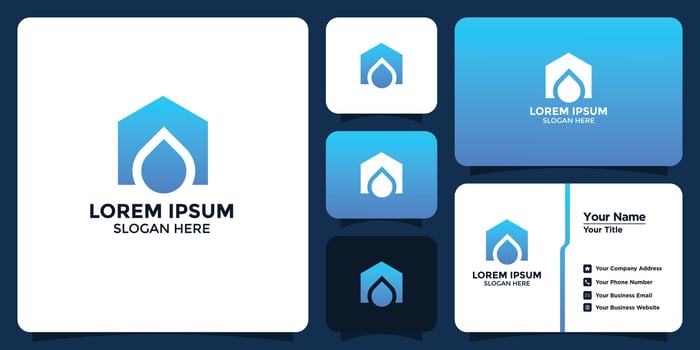 water house design logo and business card vector