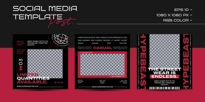 Modern urban futuristic streetwear fashion design for social media post template vector
