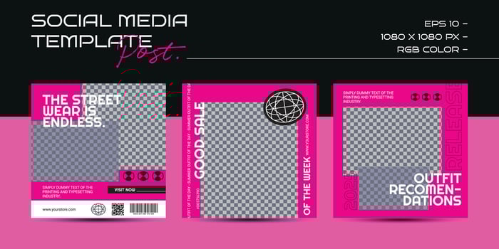 Modern urban futuristic streetwear fashion design for social media post template vector