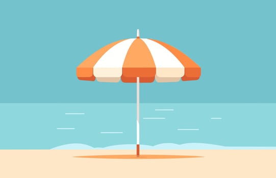 Beach umbrella vector illustration, Colorful umbrella with Beach landscape