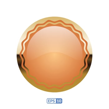 3D gold frame luxury pearl orange button. vector