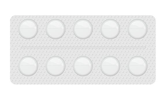 Pack of white round pills vector