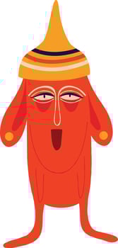 Orange funny dog with funny smile face and legs and hands. Illustration in a modern childish hand-drawn style vector
