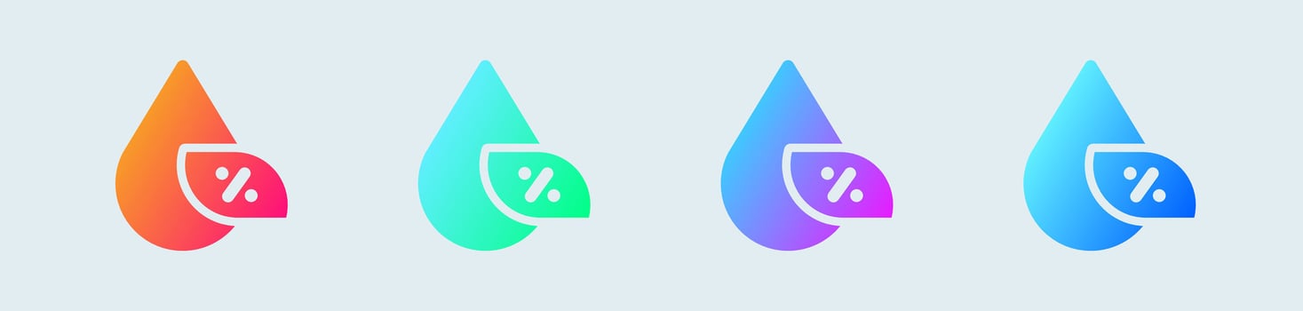 Humidity solid icon in gradient colors. Water signs vector illustration.