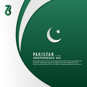 Happy Independence Day Republic Of Pakistan, 14 august. greeting card with white and green colors design vector