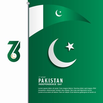 Happy Independence Day Republic Of Pakistan, 14 august. greeting card with white and green colors design vector