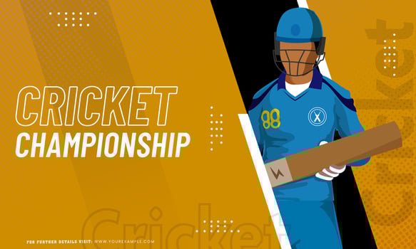 Cricket Championship Concept Based Poster Design with Faceless Batter Player Character in Standing Pose on Yellow and Black Background. vector