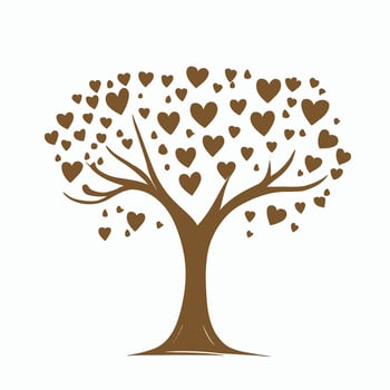 Tree with Heart Leaves Vector Art, Captivating Nature love Illustration