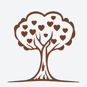 Tree with Heart Leaves Vector Art, Captivating Nature love Illustration
