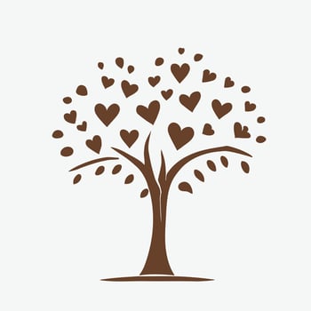 Tree with Heart Leaves Vector Art, Captivating Nature love Illustration