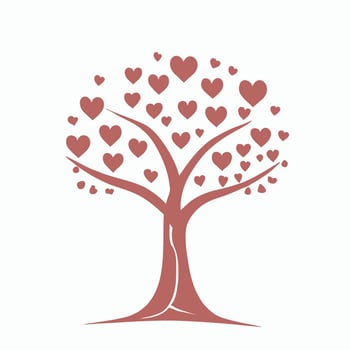 Tree with Heart Leaves Vector Art, Captivating Nature love Illustration