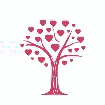 Tree with Heart Leaves Vector Art, Captivating Nature love Illustration