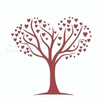 Tree with Heart Leaves Vector Art, Captivating Nature love Illustration
