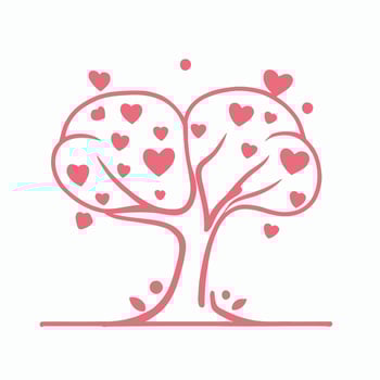 Tree with Heart Leaves Vector Art, Captivating Nature love Illustration