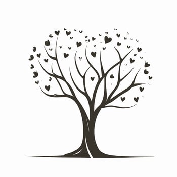 Tree with Heart Leaves Vector Art, Captivating Nature love Illustration