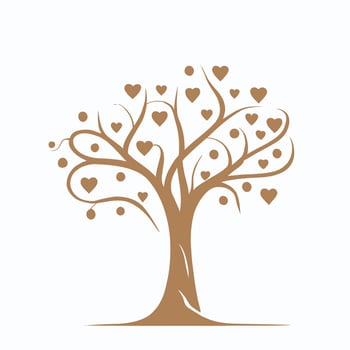 Tree with Heart Leaves Vector Art, Captivating Nature love Illustration