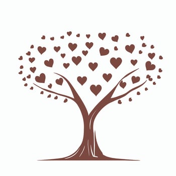 Tree with Heart Leaves Vector Art, Captivating Nature love Illustration