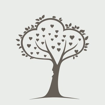 Tree with Heart Leaves Vector Art, Captivating Nature love Illustration