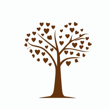 Tree with Heart Leaves Vector Art, Captivating Nature love Illustration